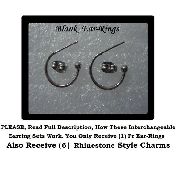 3/$12  Crystal Rhinestone Interchangeable Charm Earrings-3 Pairs in Set - Picture 6 of 8